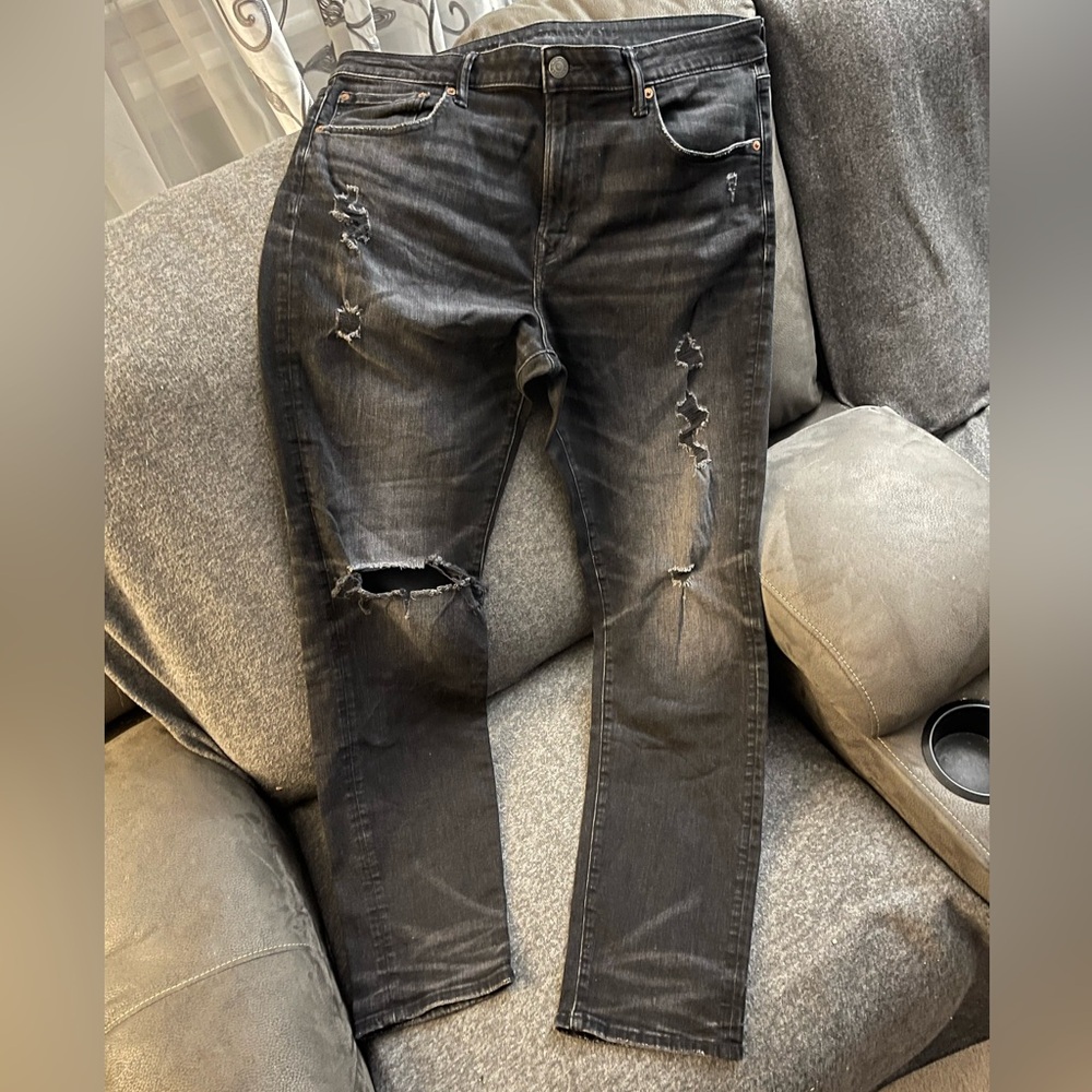 American Eagle Outfitters Airflex Black Destructed Jeans